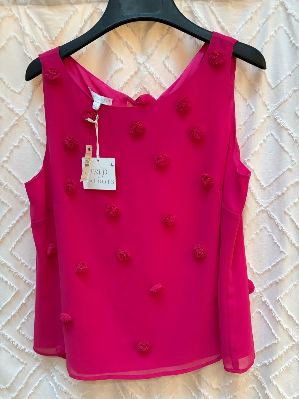 Talbots RSVP Pink Pom-Pom Sleeveless Blouse NWT M